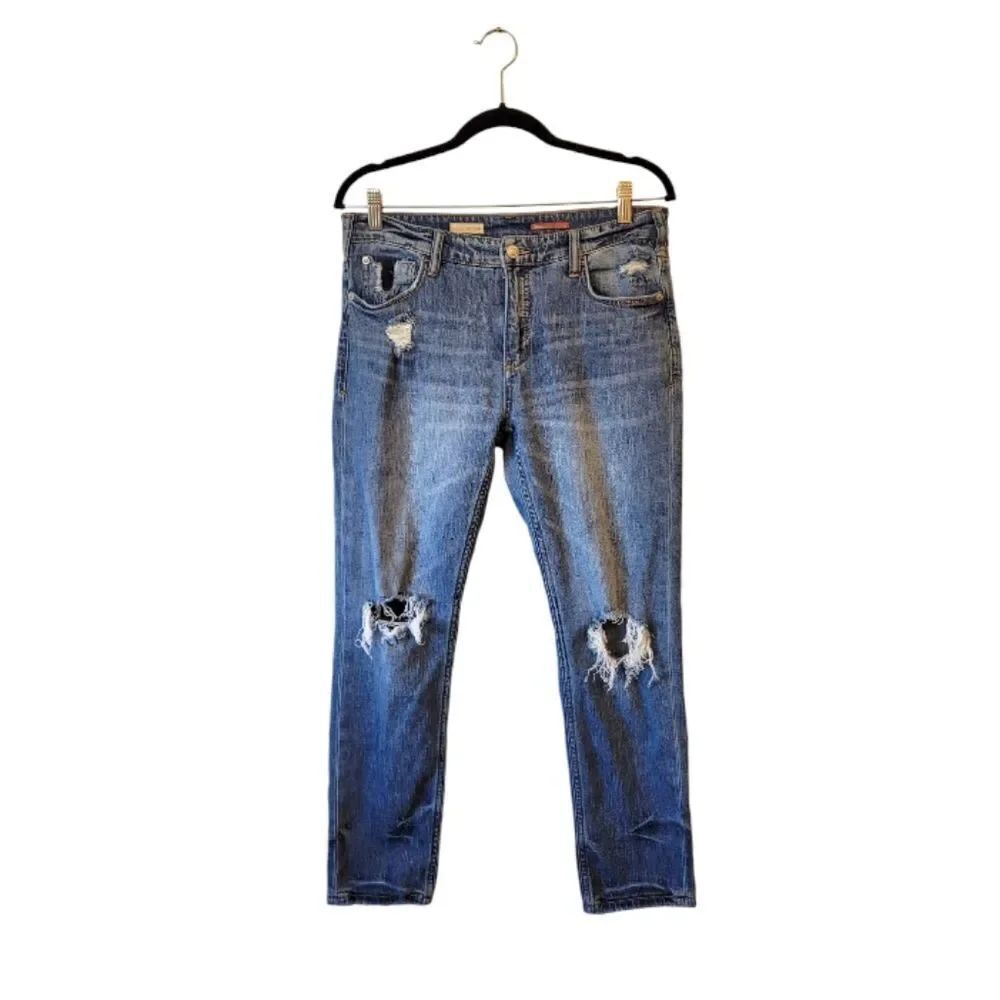 Pilcro Dark Wash The Heritage Boyfriend Distressed Jeans